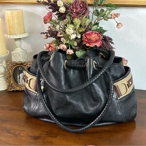 COLE HAHN Genevieve Denny Black Leather Hobo Bag Excellent Condition